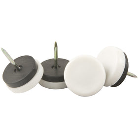 Nail On 3/4" in Furniture Glides for Straight Wooden Furniture Legs (4 piece) - White, Round