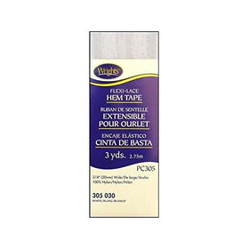 Wrights 117-305-030 Flexi Lace Hem Tape, White, 3-Yard
