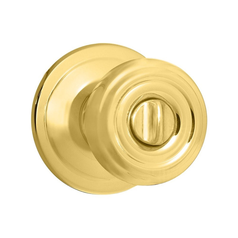 Kwikset Cameron Bed/Bath Knob in Polished Brass
