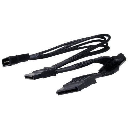 NZXT CB-43SATA 200mm Individually Sleeved 4-Pin Molex to 3 SATA Connector Premium Cable (Black)