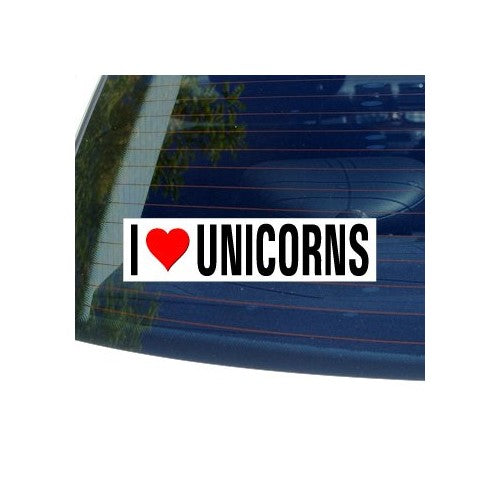 I Love Heart UNICORNS Window Bumper Sticker
