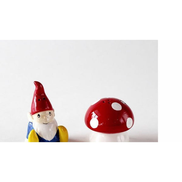 Garden Gnome on Mushroom Magnetic Salt and Pepper Shakers in Gift Box by 180 Degrees