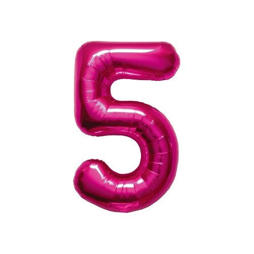 Northstar Foil Balloon 00447 Number 5-Magenta, 16", Pink