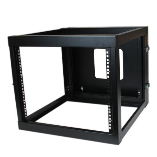 StarTech.com 8U 22-Inch Hinged Open Frame Rack Cabinet Wallmount Server Rack Components RK819WALLOH, Black