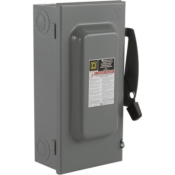 Square D by Schneider Electric D223N 100-Amp 240-Volt Two-Pole Indoor General Duty Fusible Safety Switch with Neutral