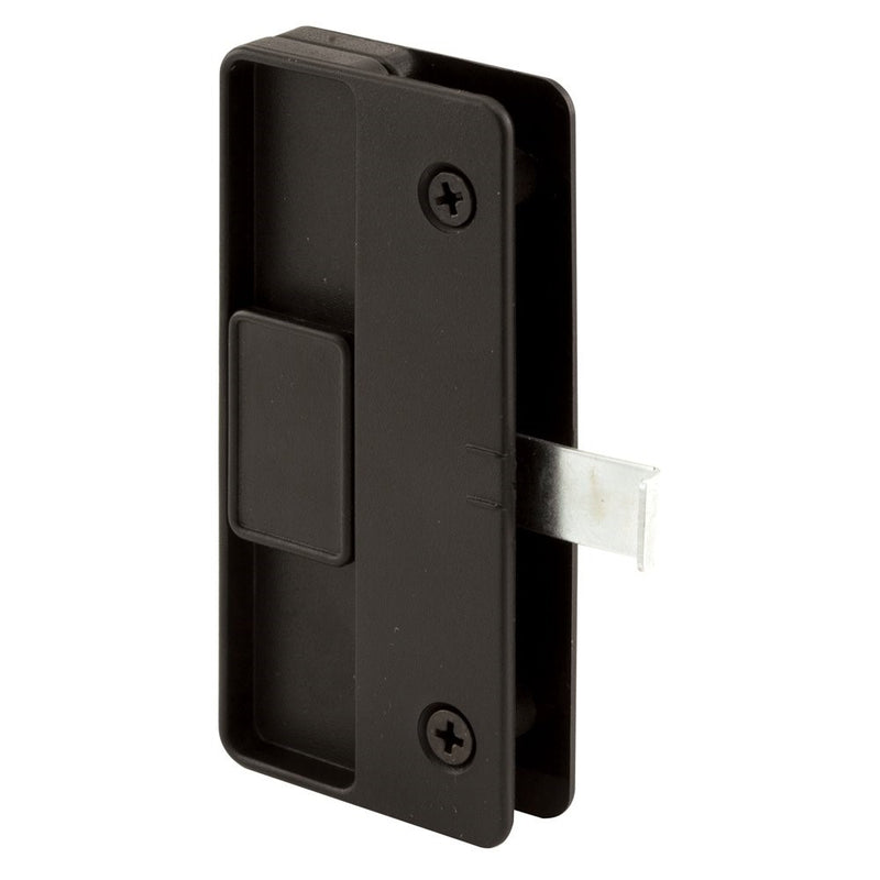 Prime-Line A 177 Sliding Screen Door Latch & Pull, 3 in. Hole Center, Black Plastic w/Steel Latch, Mortise Install