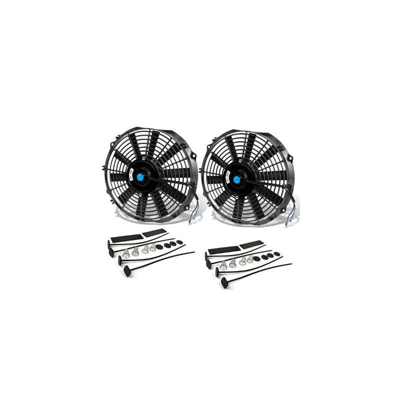 12 Inch High Performance Black Electric Radiator Cooling Fan Kit (Pack of 2)