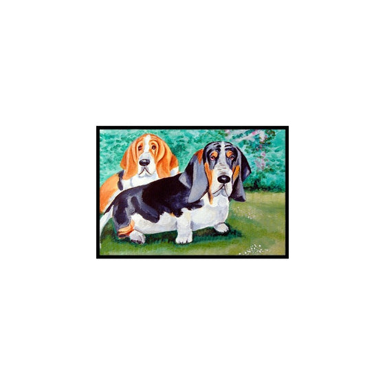 Caroline's Treasures Basset Hound Double Trouble Indoor or Outdoor Doormat, 24" x 36", Multicolor