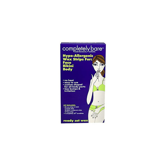 Completely Bare Hypo Allergenic Wax Strips, For Face, Bikini & Body,48 ea (42 6), (Pack of 1)