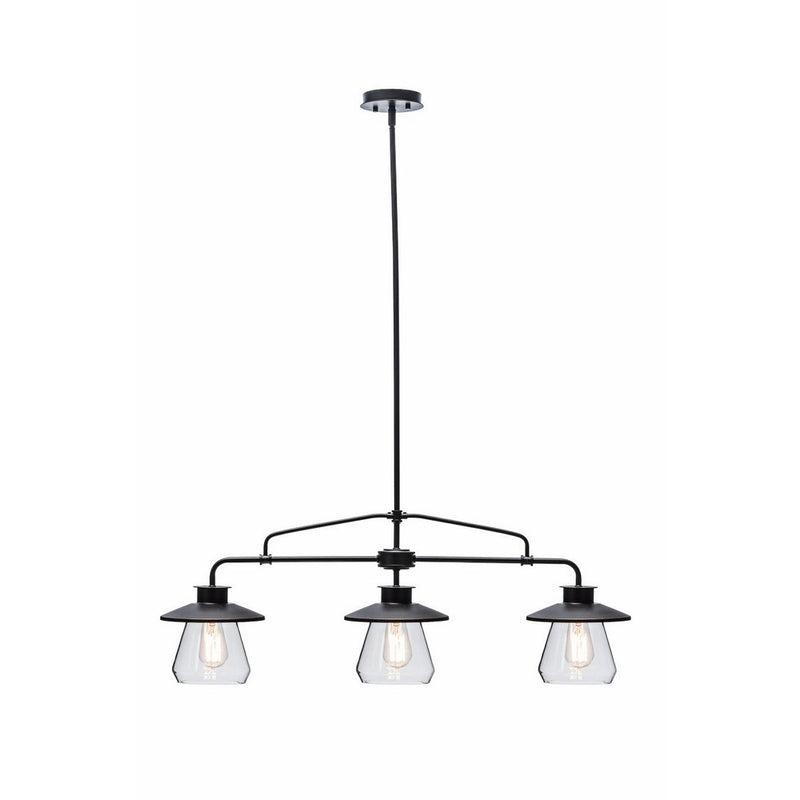 Globe Electric 64845 Nate 3-Light Pendant, Bronze, Oil Rubbed Finish, Clear Glass Shades