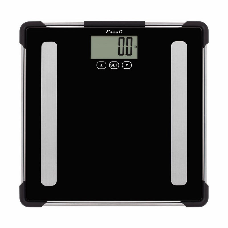 Escali Body Analyzing Bathroom Scale (200 lb/180 kg Capacity) Body Composition Scale for Measuring Weight, Body Fat, Body Water, Muscle Mass and Bone Density - Lifetime ltd. Warranty - BF180 - Black