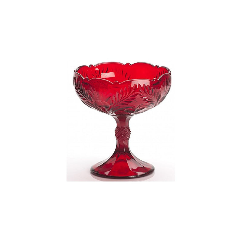 Footed Compote Inverted Thistle Pattern Mosser Glass (Small, Red)
