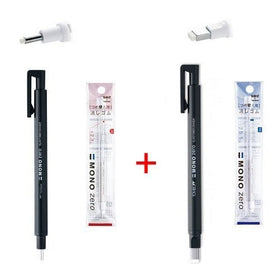 Tombow MONO Zero Pen-Style Eraser Refill Round Tip  Square Tip  4 Refills (Black Barrel)