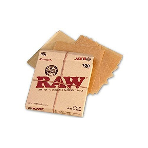 RAW Unrefined Parchment Paper Squares 3" x 3" 100 Sheet Pack