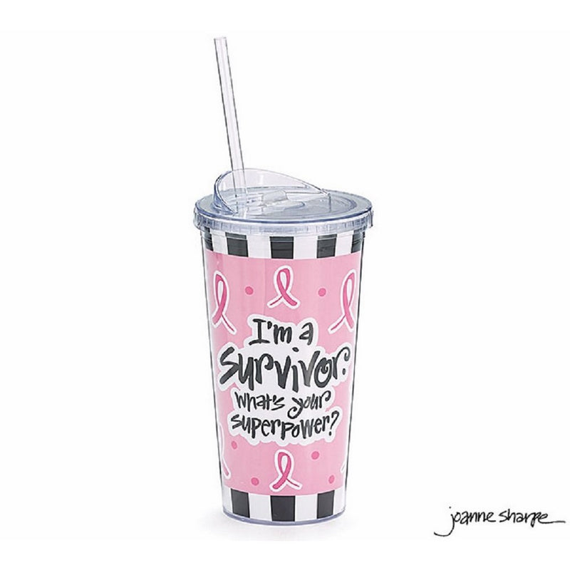 burtonBURTON Pink Ribbon Breast Cancer I'm a Survivor, What's Your Superpower Travel Cup 20 oz