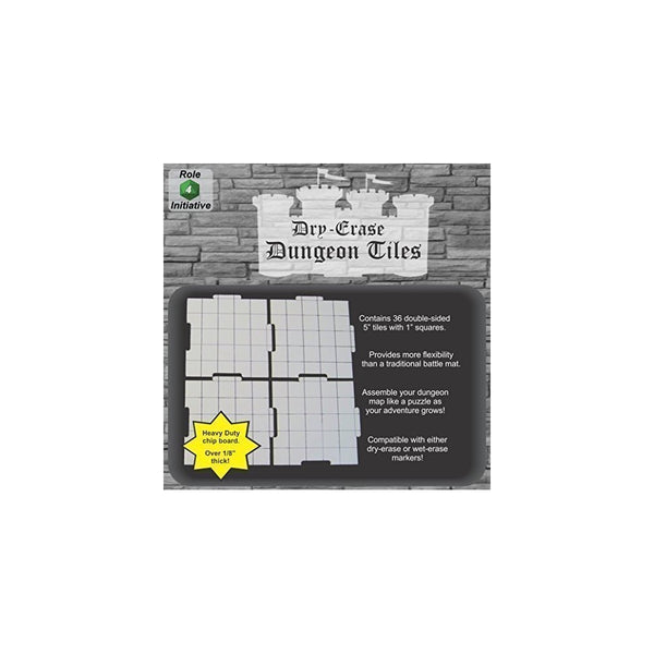 Dry Erase Dungeon Tiles, Set of 36 five-inch interlocking squares for role-playing and miniature tabletop games