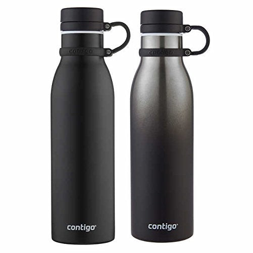 Contigo Thermalock Stainless Steel 20 oz Water Bottle - 2-Pack (Matte black and Ombre)