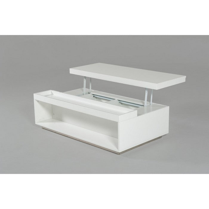 Wooden Lift-Top Coffee Table with Storage, White