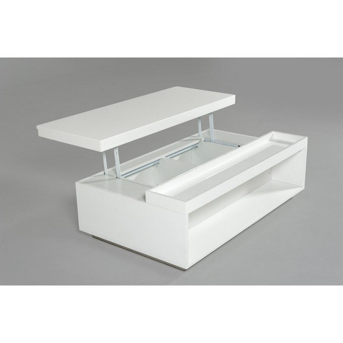 Wooden Lift-Top Coffee Table with Storage, White