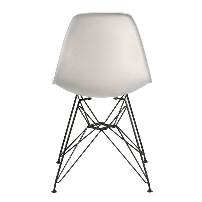 Deep Back Plastic Chair with Metal Eiffel Style Legs, Set of Two, White and Black
