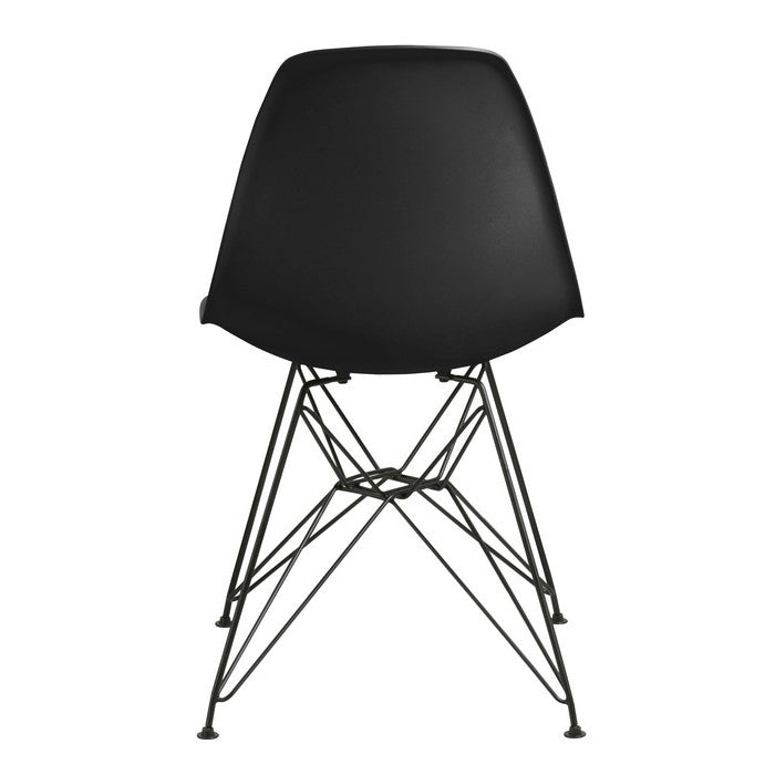 Deep Back Plastic Chair with Metal Eiffel Style Legs, Black