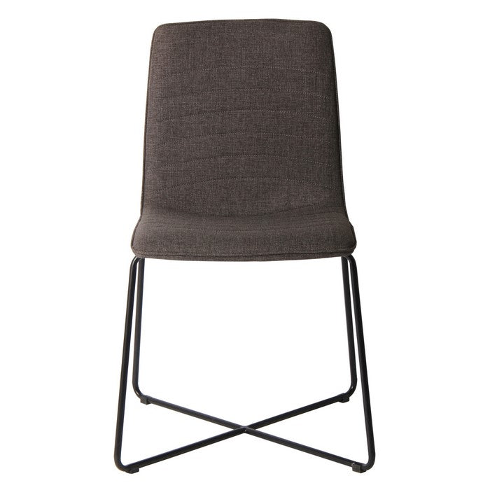 Fabric Upholstered Metal Chair with Cross Base Design, Set of 2,  Gray and Black