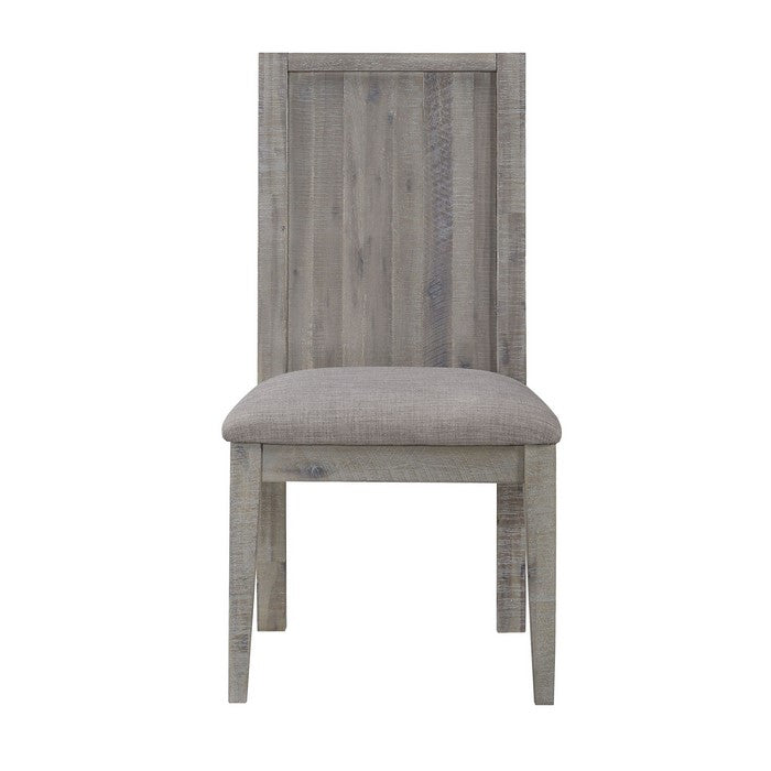 Wooden Chair with Fabric Upholstered Seat, Set of 2, Gray
