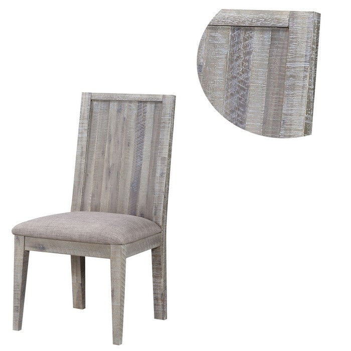 Wooden Chair with Fabric Upholstered Seat, Set of 2, Gray