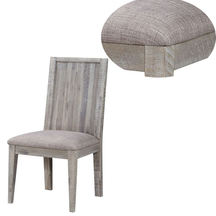 Wooden Chair with Fabric Upholstered Seat, Set of 2, Gray