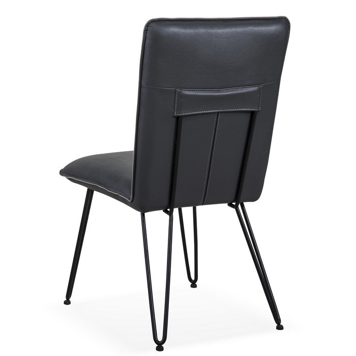 Leather Upholstered Metal Chair with Hairpin Style Legs Set of 2, Black