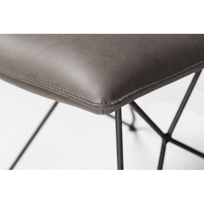 Leather Upholstered Metal Chair with Angle Hairpin Style Legs, Black and Gray