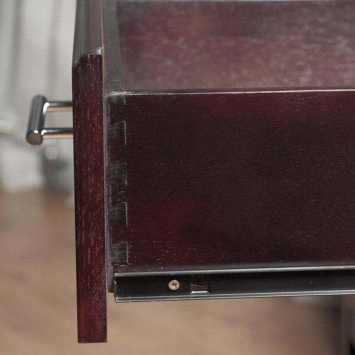Wooden Nightstand with One Drawer and One Shelf, Brown