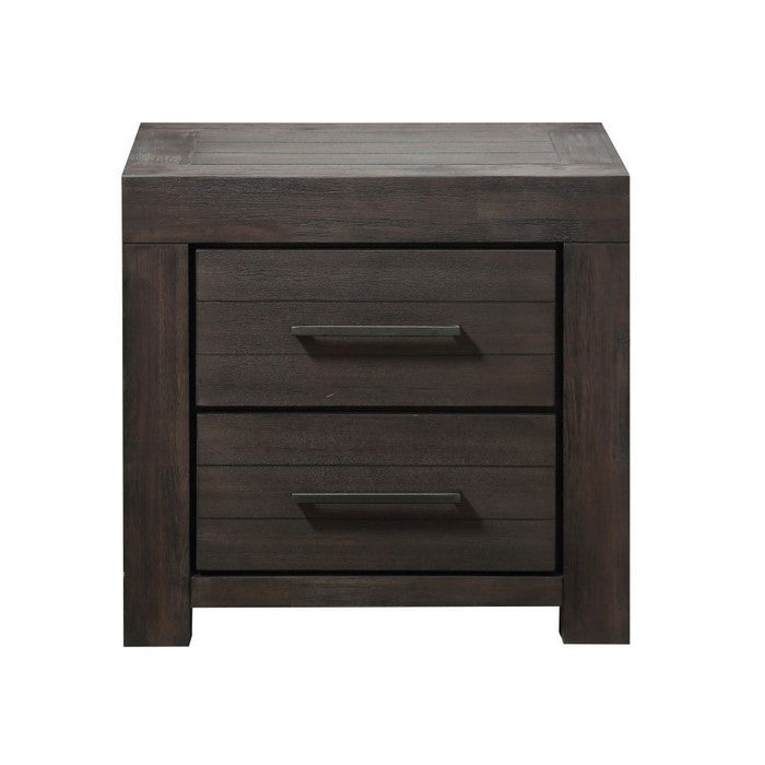 Wooden Nightstand with Two drawers, Gray