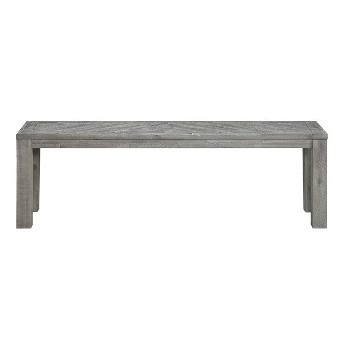 Wooden Bench with Distinctive Herringbone Inlay Design, Gray