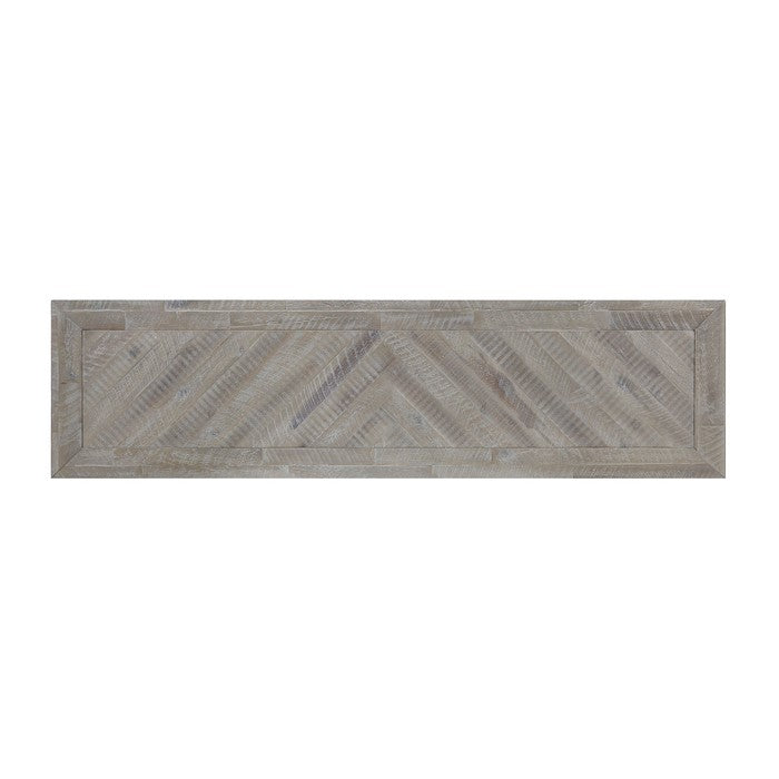 Wooden Bench with Distinctive Herringbone Inlay Design, Gray