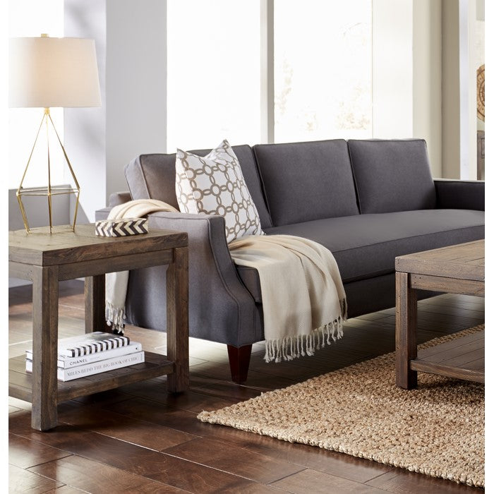 Wooden End Table with One Shelf, Taupe Brown
