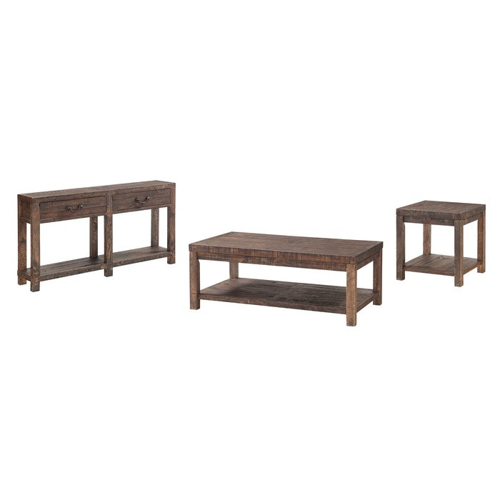 Wooden End Table with One Shelf, Taupe Brown