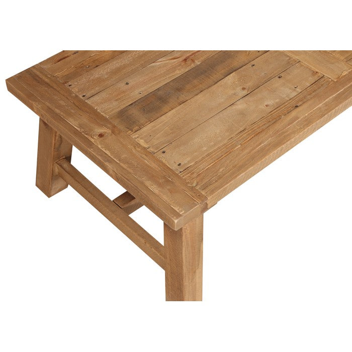 Pine Wood Coffee Table with Trestle Reinforced Sawhorse Base, Brown