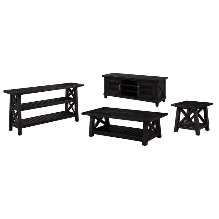 Pine Wood End Table with Exposed Hardware, Brown