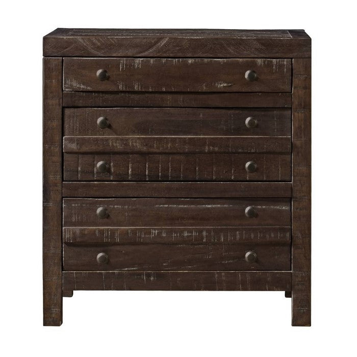 Wooden Nightstand with Three Drawers, Brown