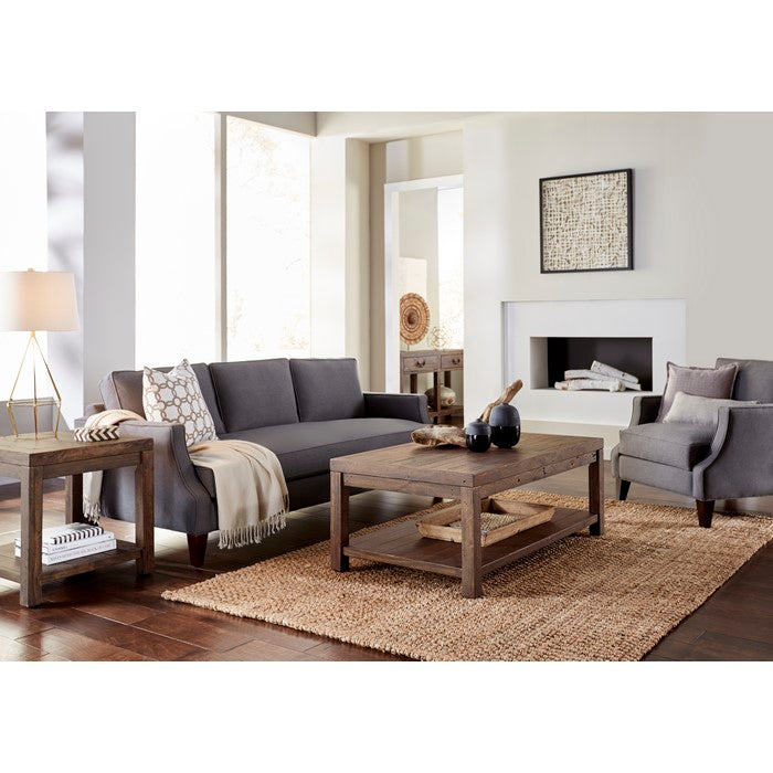 Wooden Coffee Table with One Shelf, Taupe Brown