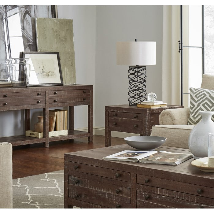 Solid Wood End Table with One Drawer and One Shelf, Brown