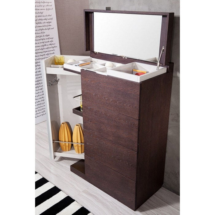 Modern Dual Tone Chest with Four Spacious Drawers, Brown and White