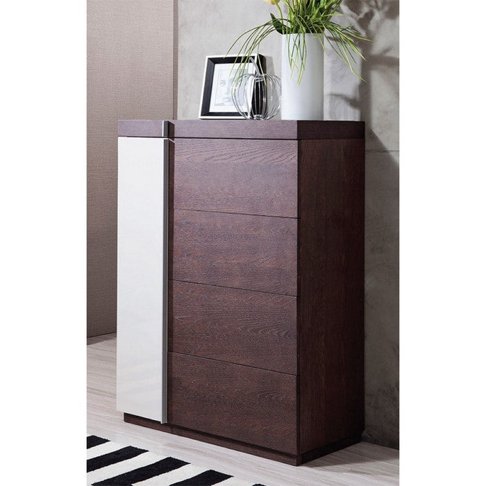 Modern Dual Tone Chest with Four Spacious Drawers, Brown and White