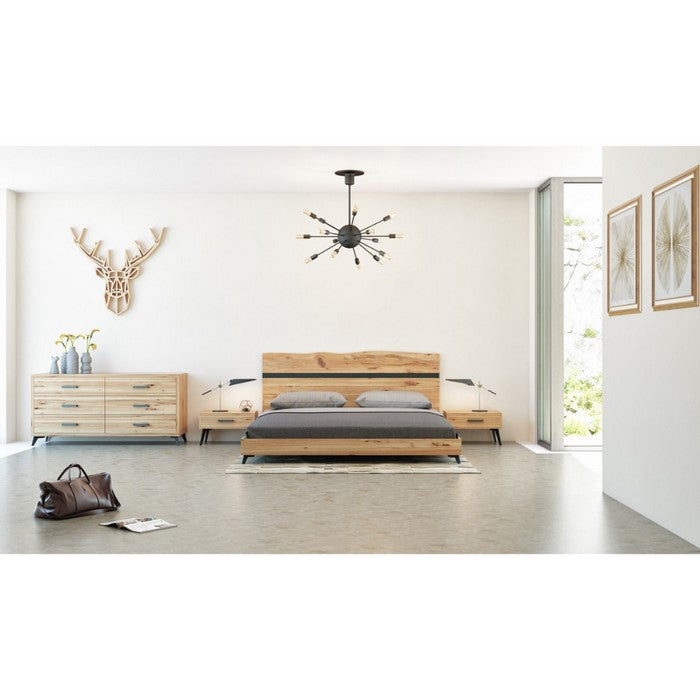 Modern Style Wooden Chest with Sleek Metal Legs and Multiple Drawers, Brown
