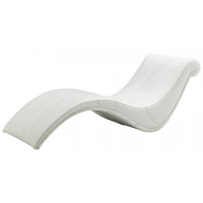 Modern Style Curve Shaped Lounge Chaise with Leatherette Upholstery, White