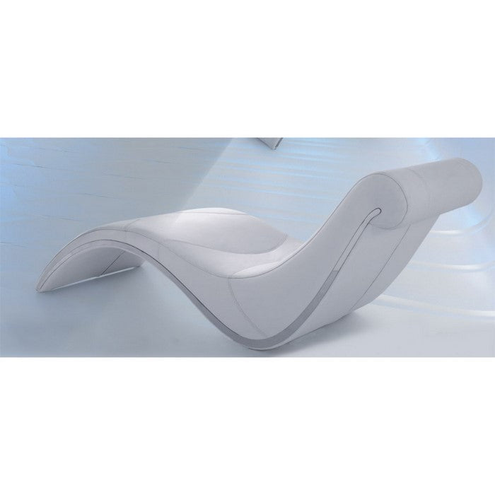 Modern Style Curve Shaped Lounge Chaise with Leatherette Upholstery, White