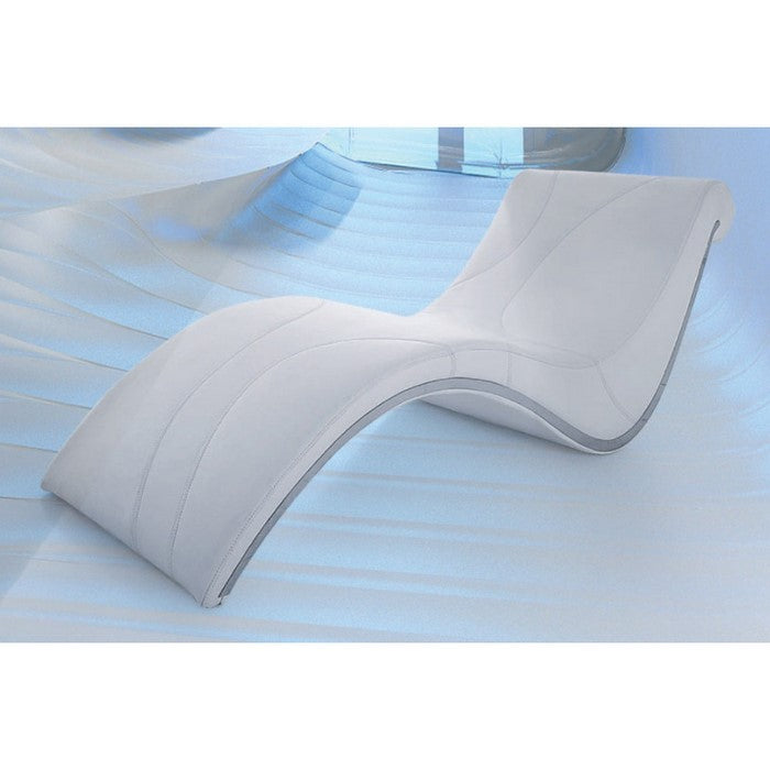 Modern Style Curve Shaped Lounge Chaise with Leatherette Upholstery, White