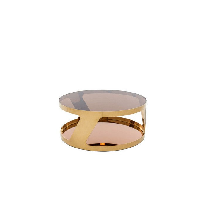 Round Stainless Steel Coffee Table with Tempered Glass Top, Gold