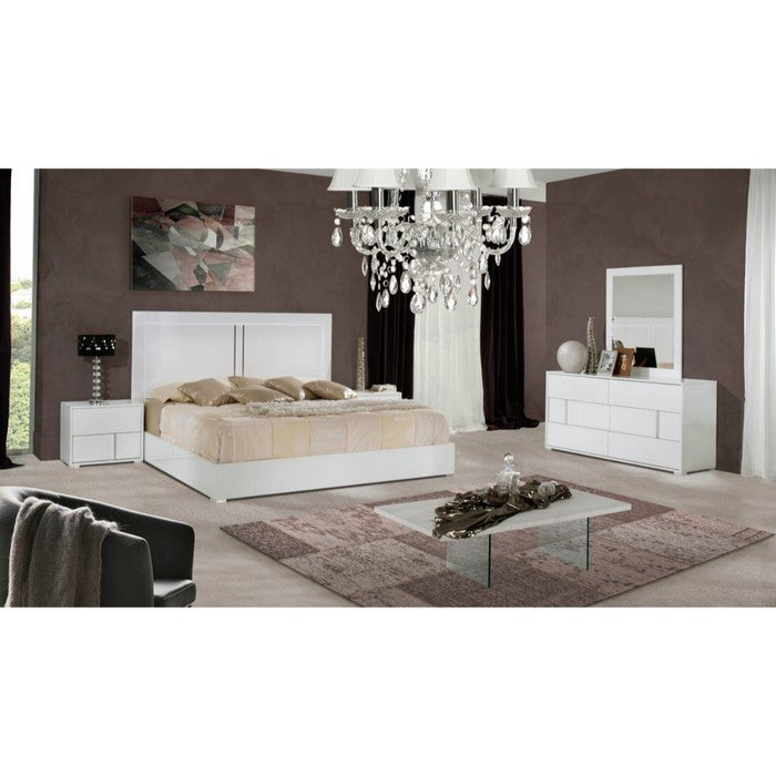 Spacious Drawers Wooden Dresser withDecorative Chrome Accents, White